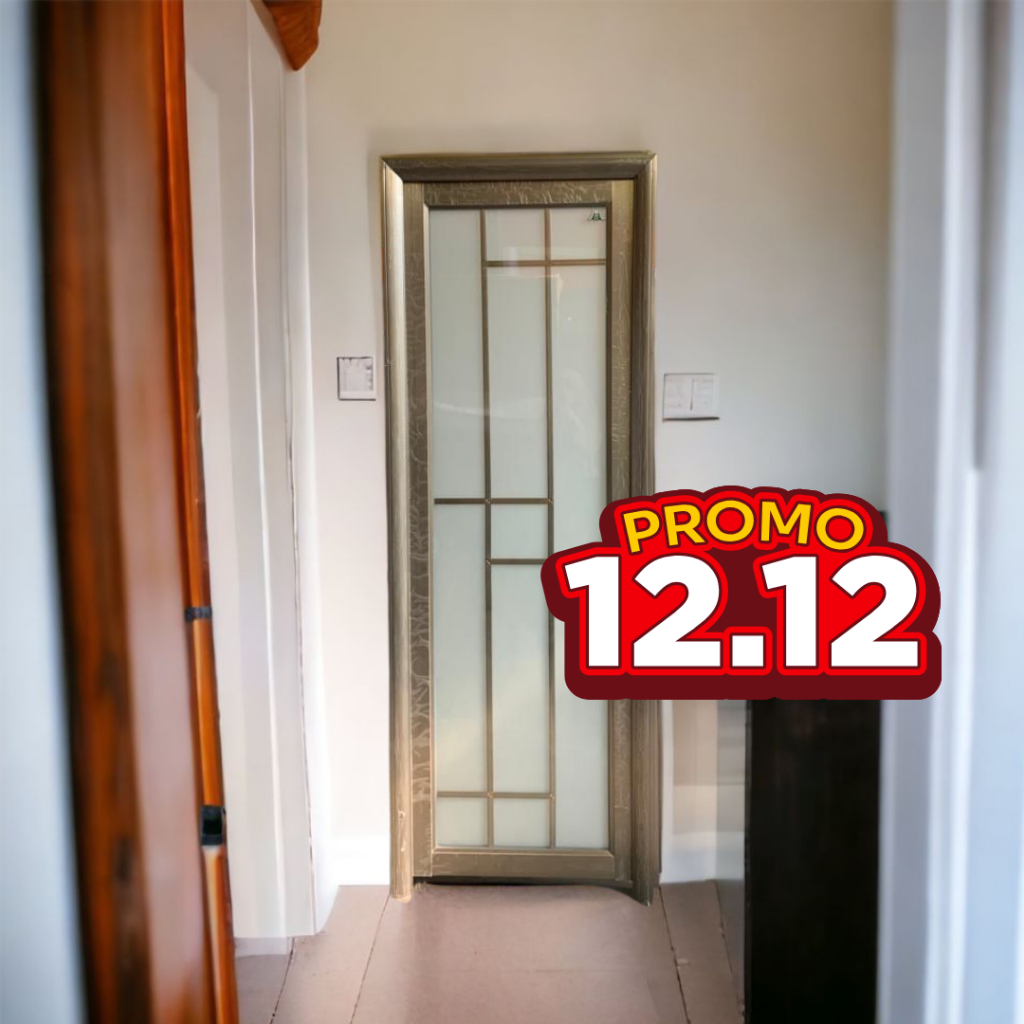 Jual pintu + kusen kamar mandi W2169F full kaca aluminium minimalis