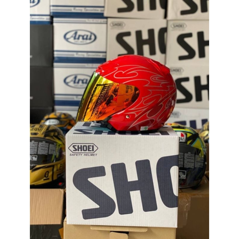 harga helmet shoei jack merah Jual SHOEI JF2 JACK API MERAH