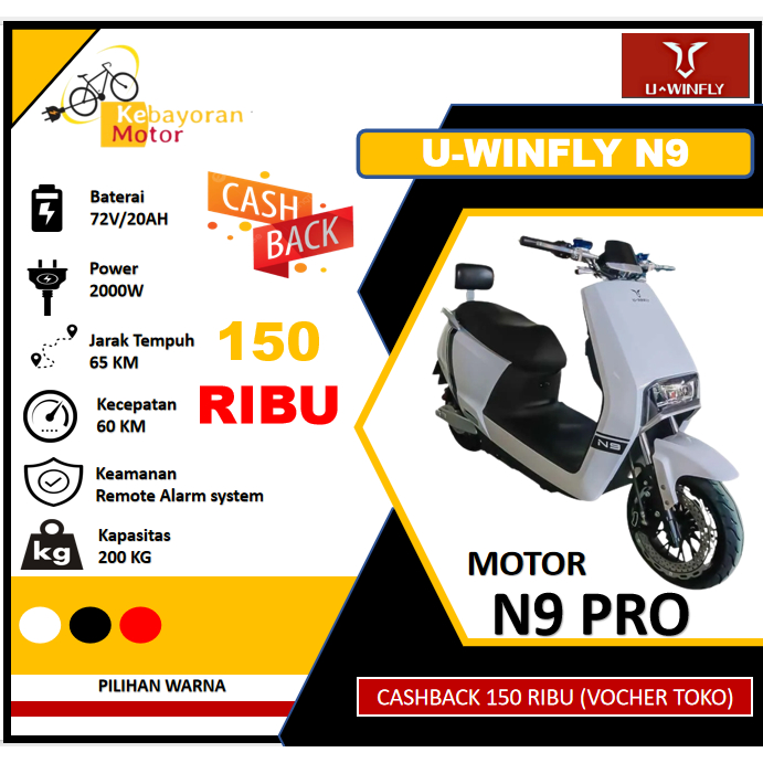 Jual Motor Listrik Uwinfly N9 Pro Baterry 72v20ah 2000w Garansi Resmi