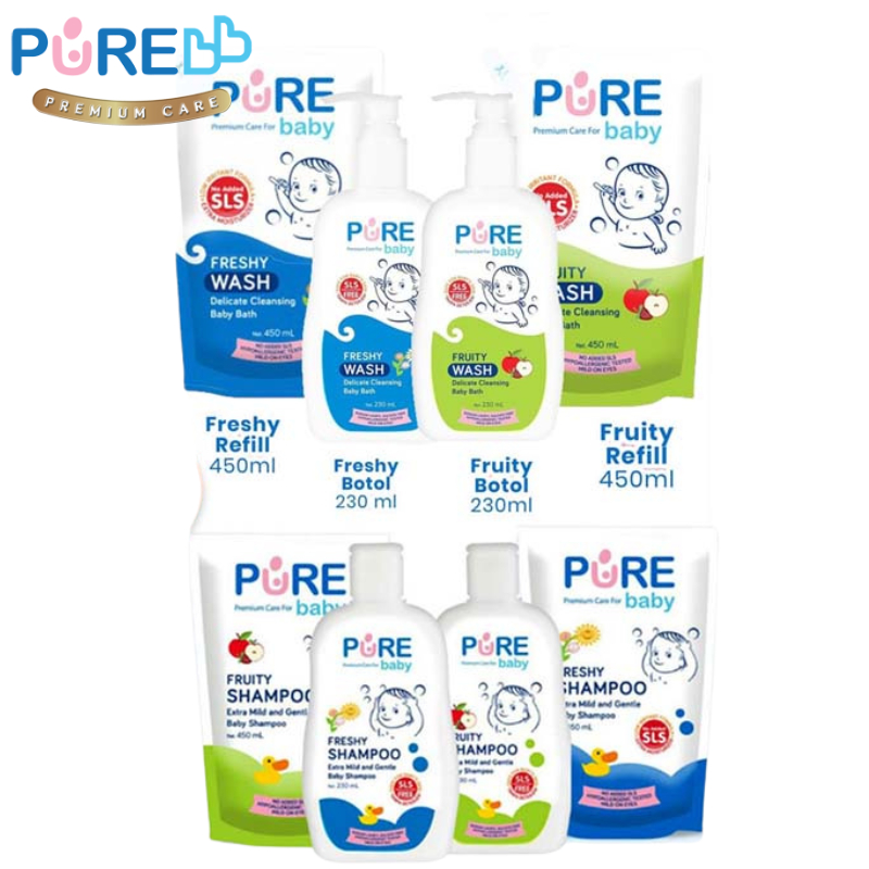 Jual PURE Baby Bath Shampoo Liquid Soap Sensitive Skin Sabun Sampo Bayi ...