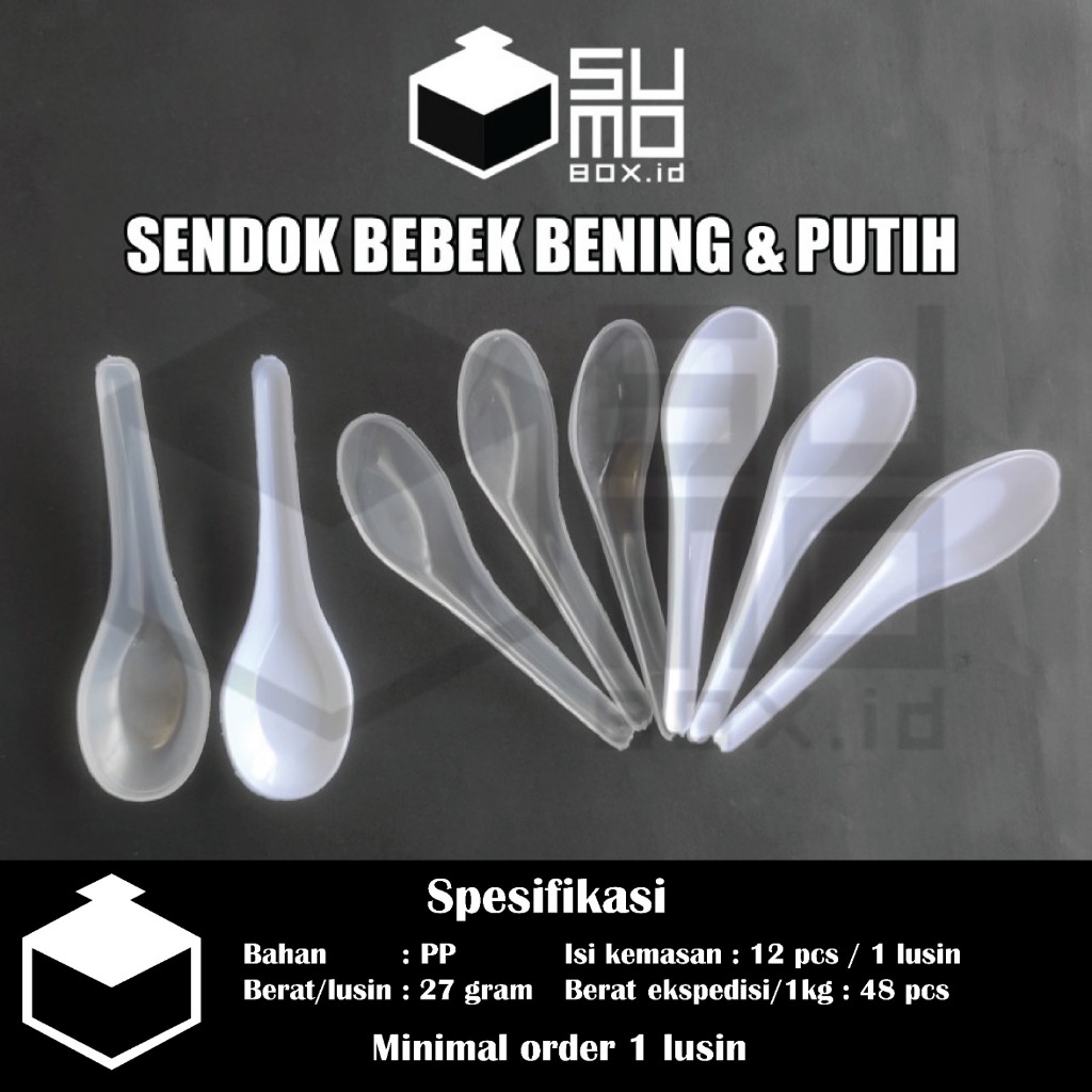 Jual Sendok Bebek Bening Dan Putih Isi 12pcs Sendok Makan Plastik