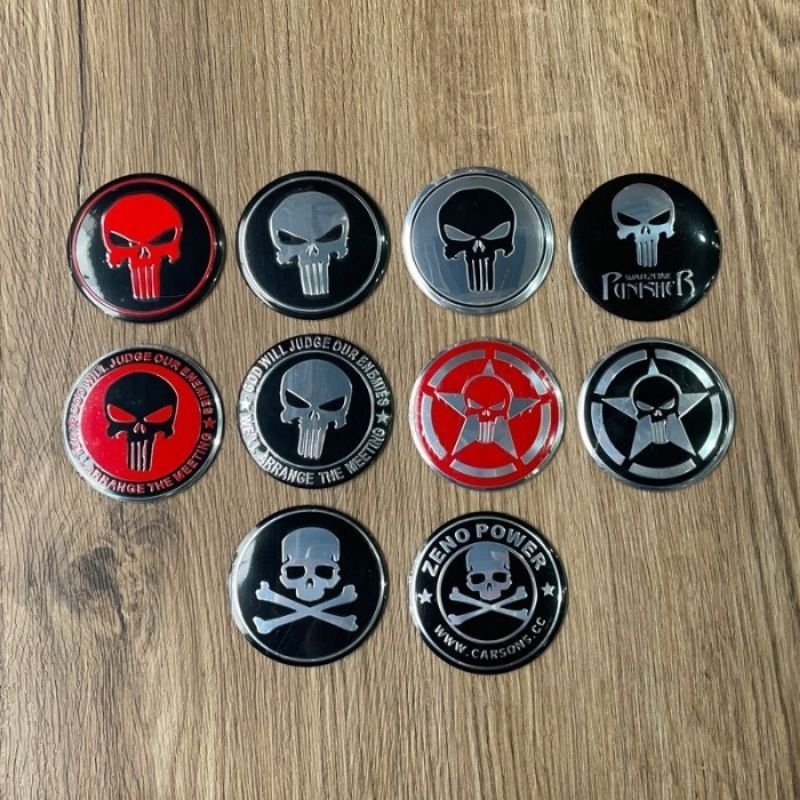 Jual Emblem 3D Alumunium Skull Punisher Sticker Plat Bulat Tempelan ...