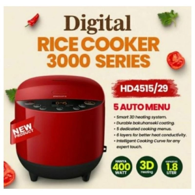 Jual Rice Cooker Philips Digital 1.8L HD 4515/29 400Watt Magic Com