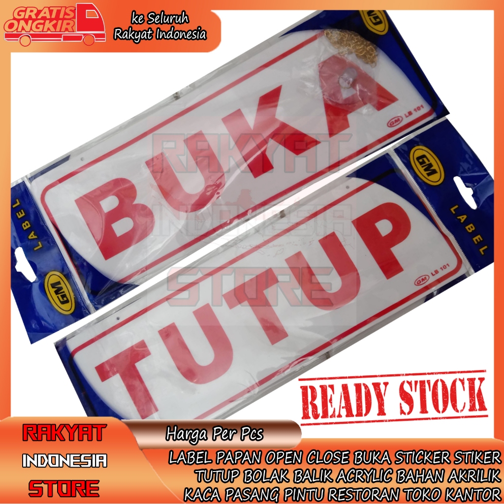 Jual LABEL TULISAN OPEN CLOSE PAPAN TEKS BUKA TUTUP GM RANTAI BOLAK ...