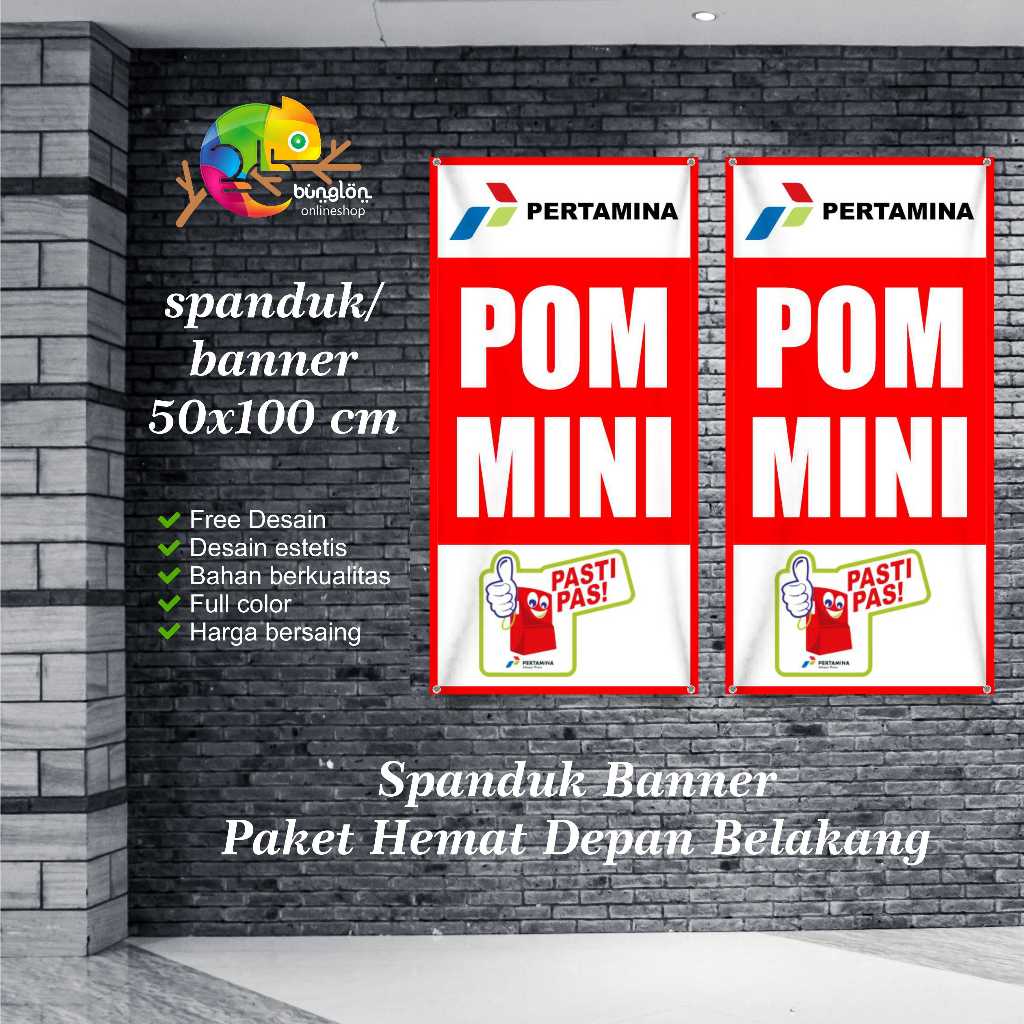 Jual Spanduk Banner 50x100 Paket Depan Belakang Pom Mini Pertamina ...