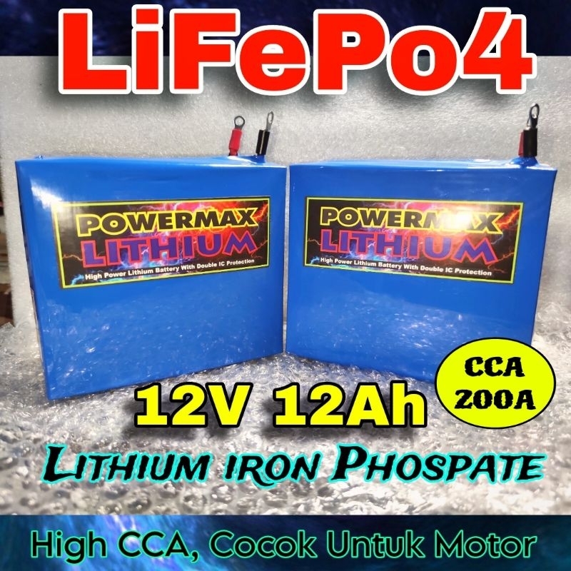 Jual Aki LIFEPO4 12V 12Ah High CCA 200A POWERMAX Baterai Lithium iron