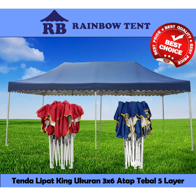 Jual Tenda Lipat Super Premium KING Ukuran 3x6 Atap KING Tebal Anti Panas 5 Layer