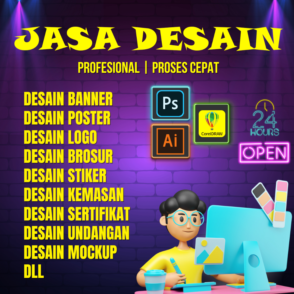 Jual Jasa Desain Premium Profesional Bergaransi Logo Banner Spanduk Undangan Stiker 0358