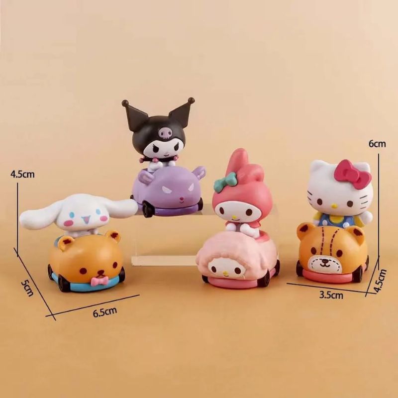 Jual Hello Kitty Melody Kuromi Cinnamon Roll Figure Set 4 Mobil