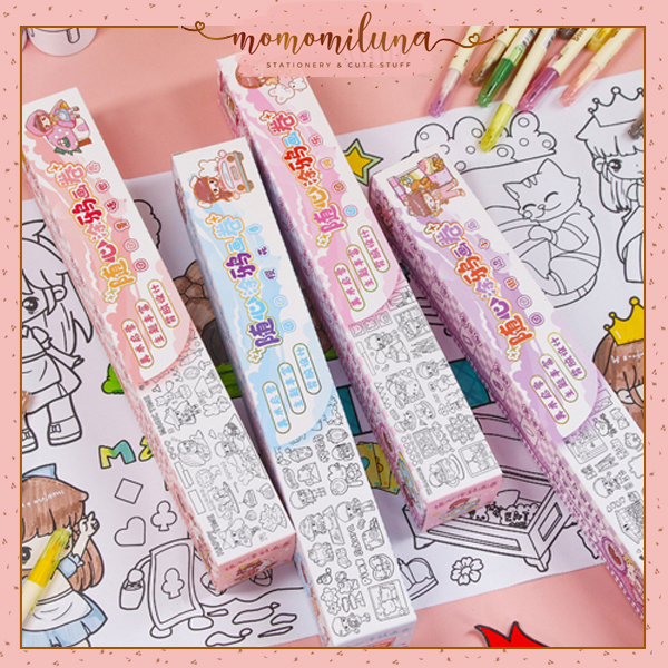 Jual 1 roll 30 meter coloring scroll cute mainan edukasi anak mewarnai ...