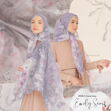 HIRA Hijabwanitacantik Emily Scarf HIRA Polycotton Hijab Segi Empat Motif Paris Voal