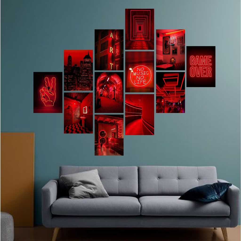 Jual Poster Dinding Red Neon Aesthetic 16 Pcs Poster Aesthetic Ukuran A4 A5 A6 [r20] Hiasan