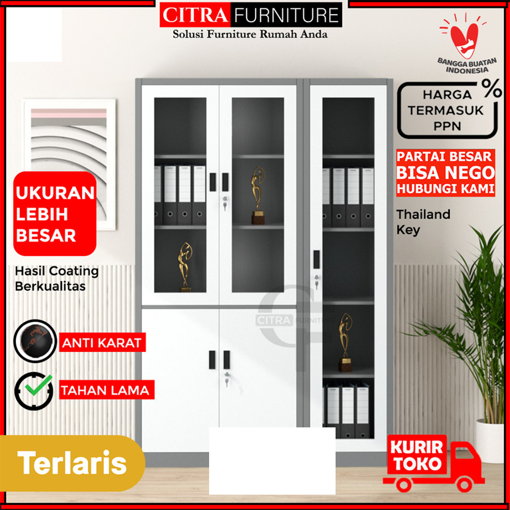 Jual Citra Furniture SHUMO ® Lemari Arsip Besi 3 Pintu 1/2 Kaca ...