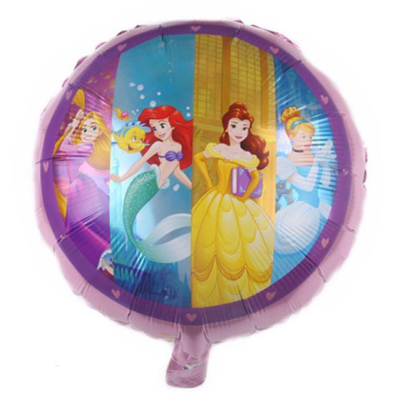 Jual Balon Foil Bulat Karakter Princess Disney Cinderella Belle Ariel