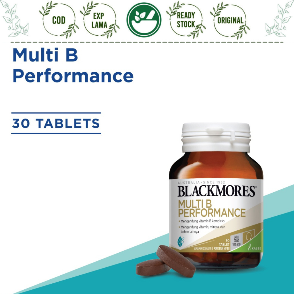 Jual BLACKMORES MULTI B PERFORMANCE 30 TABLET B COMPLEX MULTIVITAMIN B ...