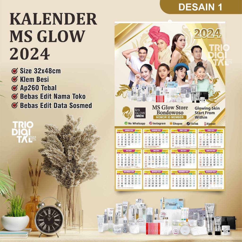 Jual Kalender 2024 Ms Glow custom Shopee Indonesia