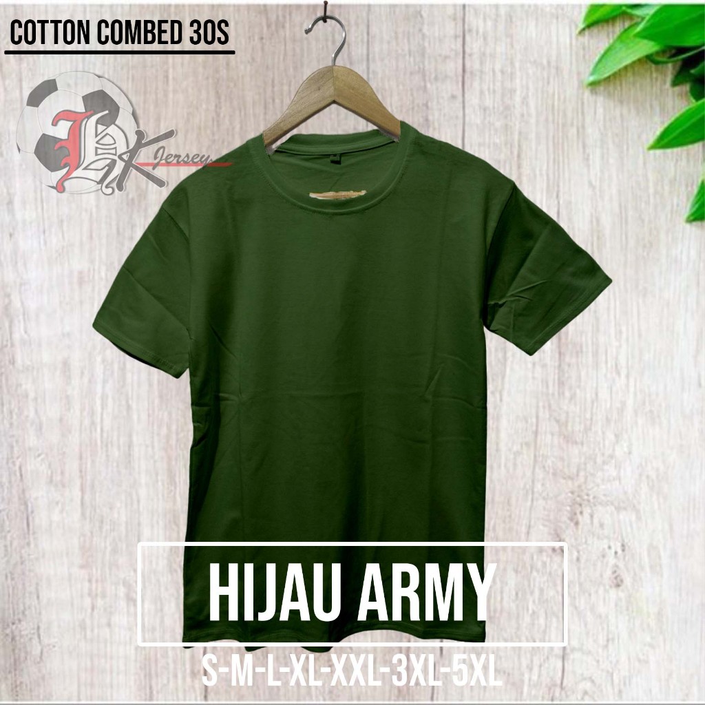 Jual KAOS POLOS COTTON COMBED 30s WARNA ARMY HIJAU ARMY | Shopee Indonesia