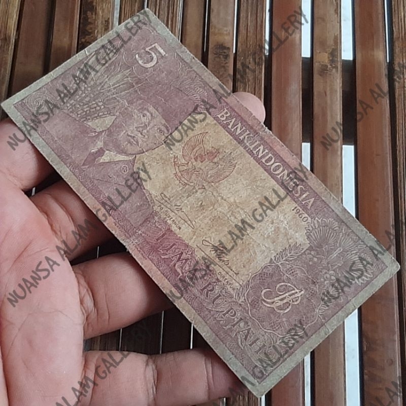 Jual Uang Kertas Karismatik Proklamator Soekarno 5 Rupiah Tahun 1960