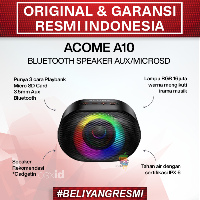 Jual Acome A Rgb Waterproof Bluetooth Speaker With Rgb Light Tws W Ipx Shopee Indonesia