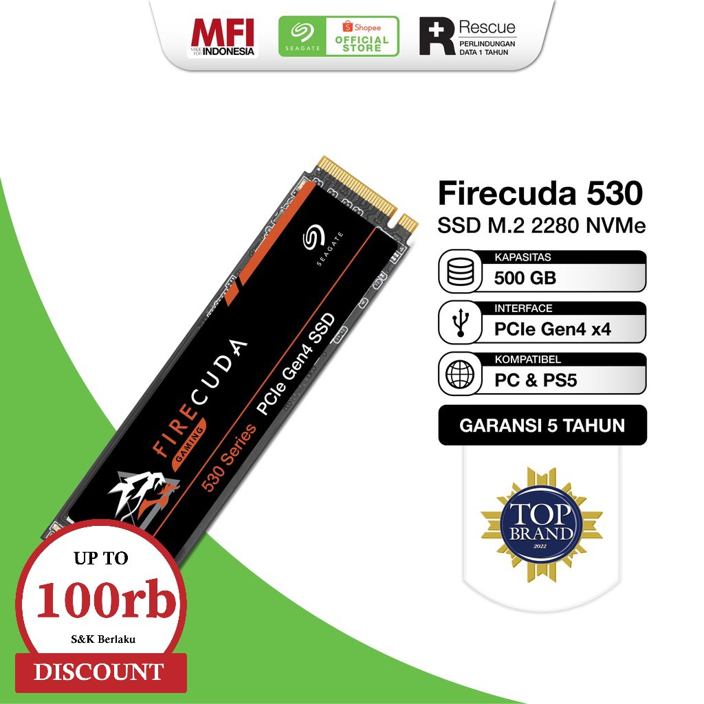 Jual Seagate FireCuda 530 SSD 2280 NVMe 500GB Kompatible