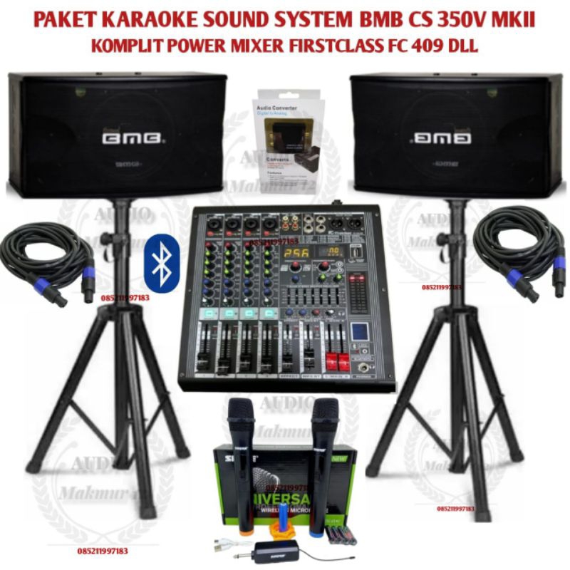 Jual Paket Karaoke Speaker BMB CS 350V MKII 8 Inch Original Plus Mixer Power Firstclass FC409FM