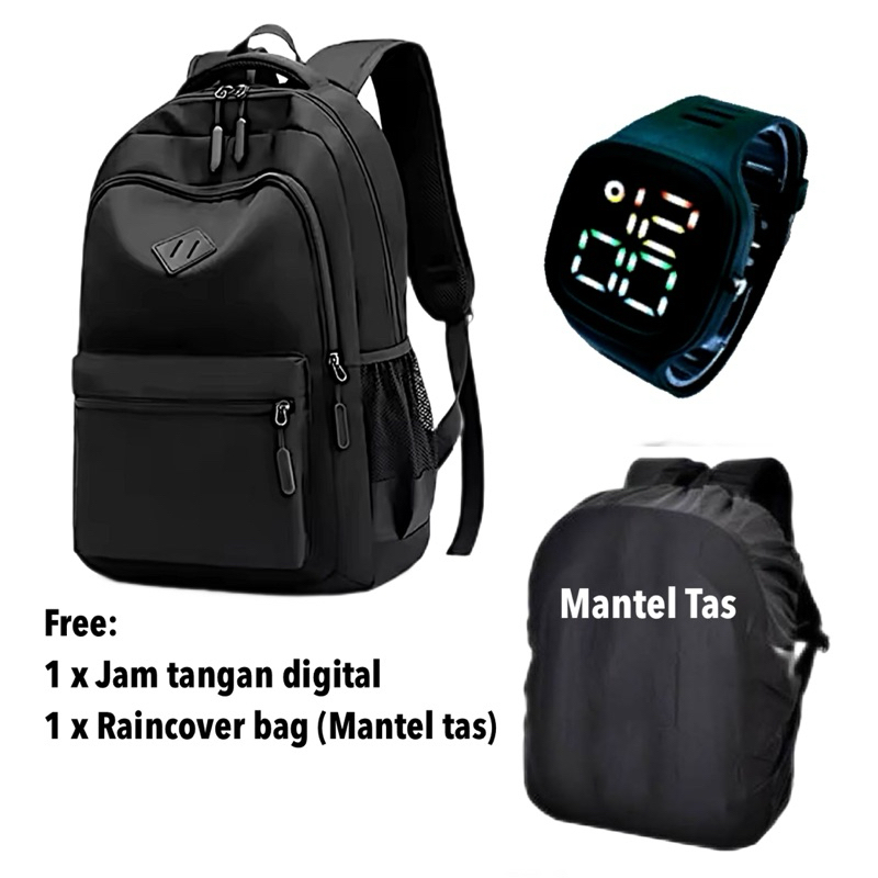 Jual Ransel Backpack 3 Ruang gratis jam tangan digital dan mantel tas