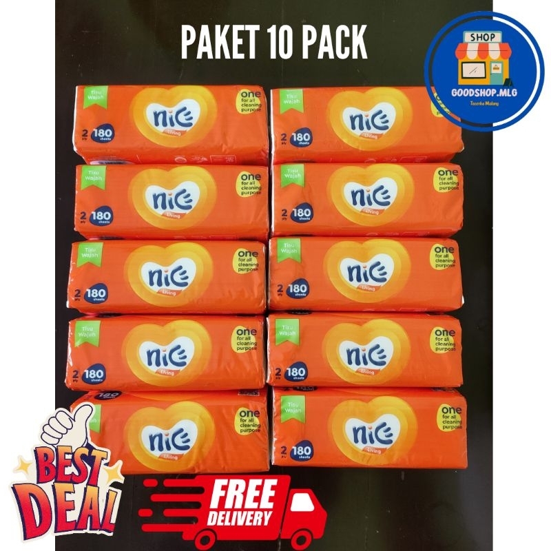 Jual [10 pcs] Tissue NICE 180 sheet 2 ply murah | Shopee Indonesia