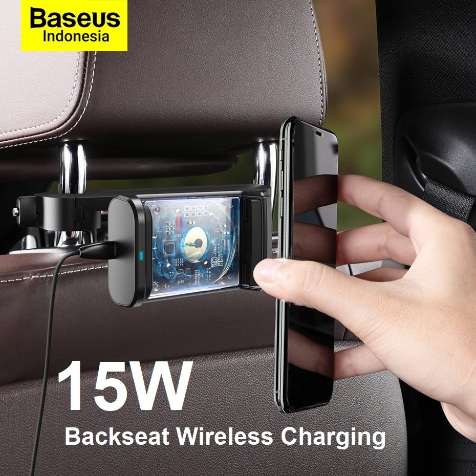 Jual Baseus Backseat Car Mount Wireless Charger 15W Vehicle Phone Holder Bracket Hook Gantungan