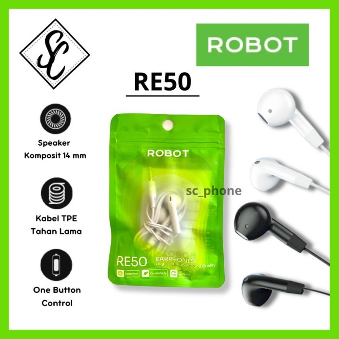 Jual Robot RE50 Earphone Deep Bass Handsfree RE 50 Android