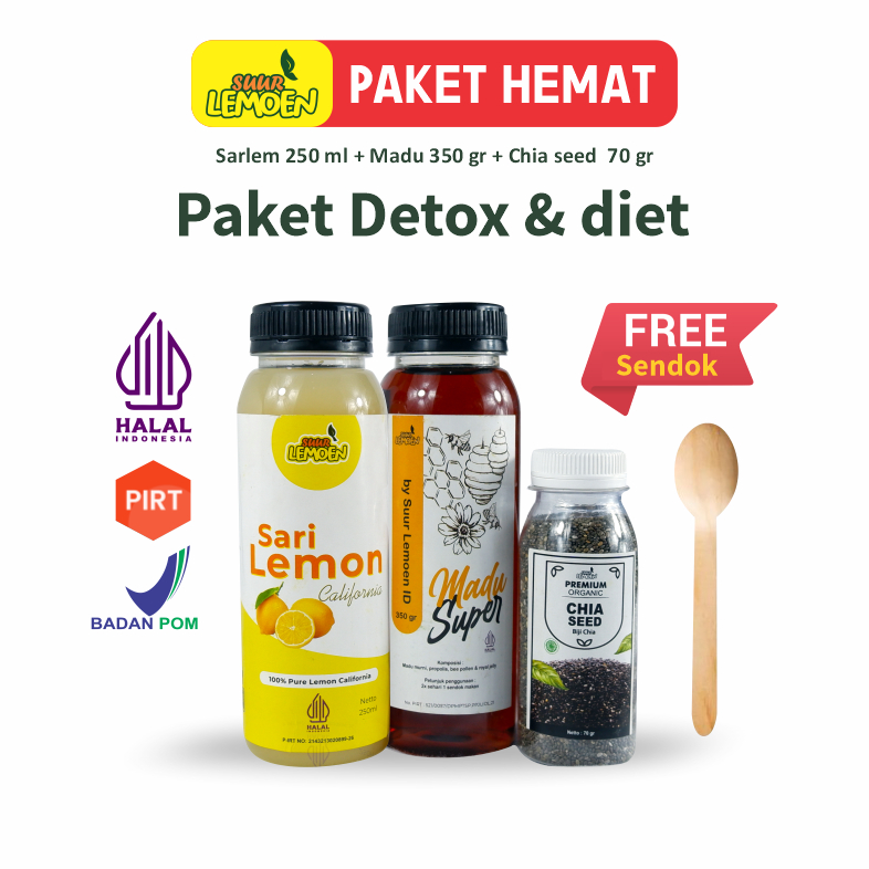 Jual Paket Sari Lemon Chia Seeds Madu Murni Super Untuk Diet Detoks