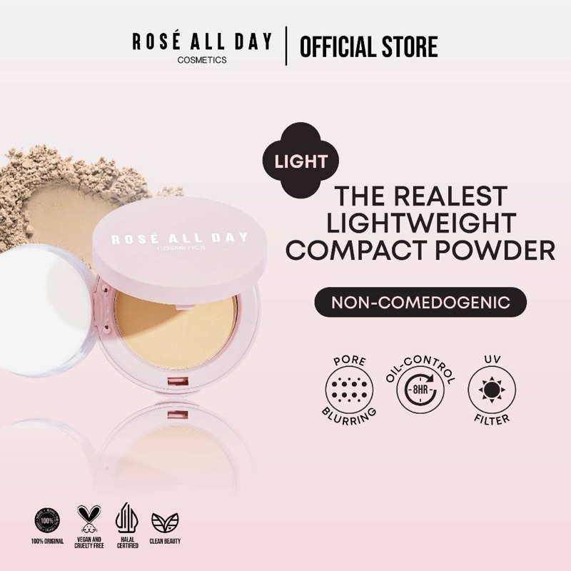Jual Rosé All Day The Realest Lightweight Compact Powde Light Bedak