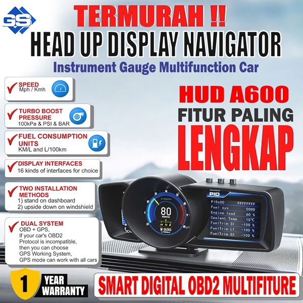 A600‐日本語版 OBD2/GPSモード ヘッドアップディスプレイ