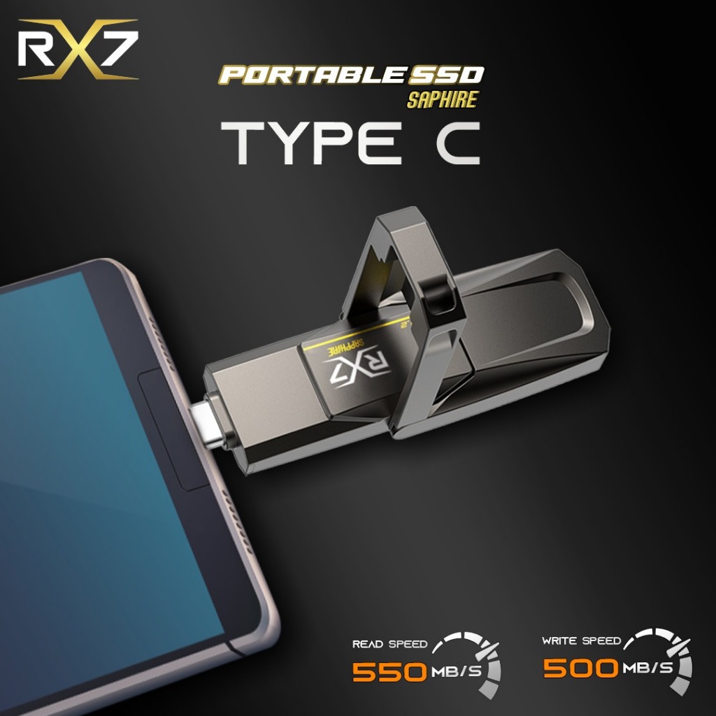 Jual SSD RX7 SAPPHIRE PORTABLE 256gb USB 3.2 type C / USSD EXTERNAL USB ...