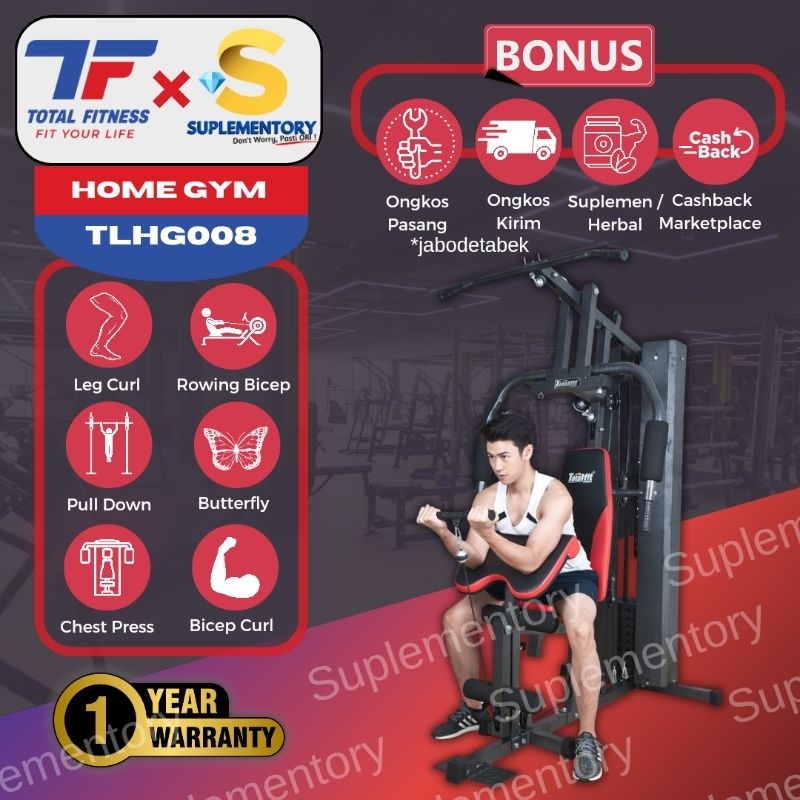 Jual Total Fitness Tlhg008 Alat Home Gym 1 Sisi Multi Fungsi Rack 50kg