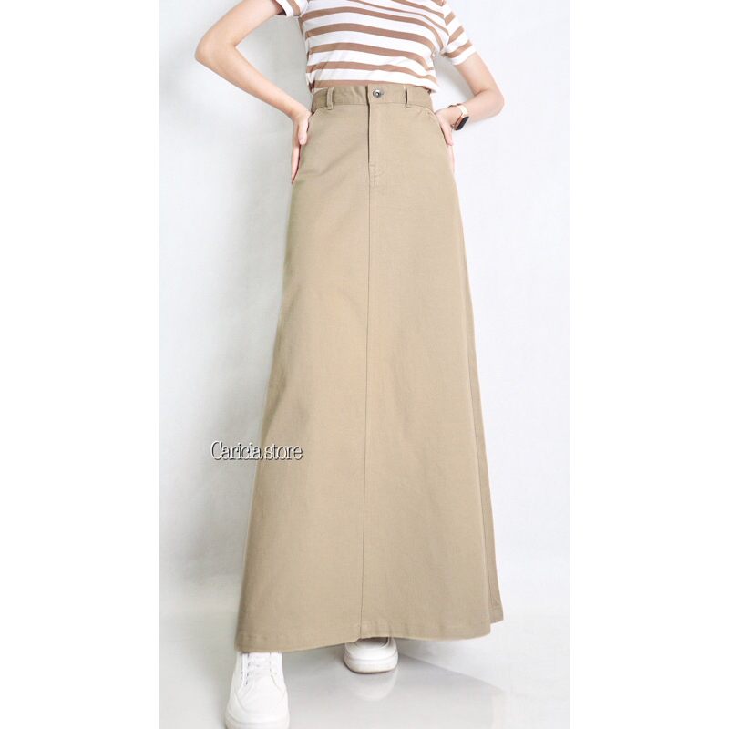 Jual Rok Soft Jeans Panjang Bahan Katun Twill | Shopee Indonesia