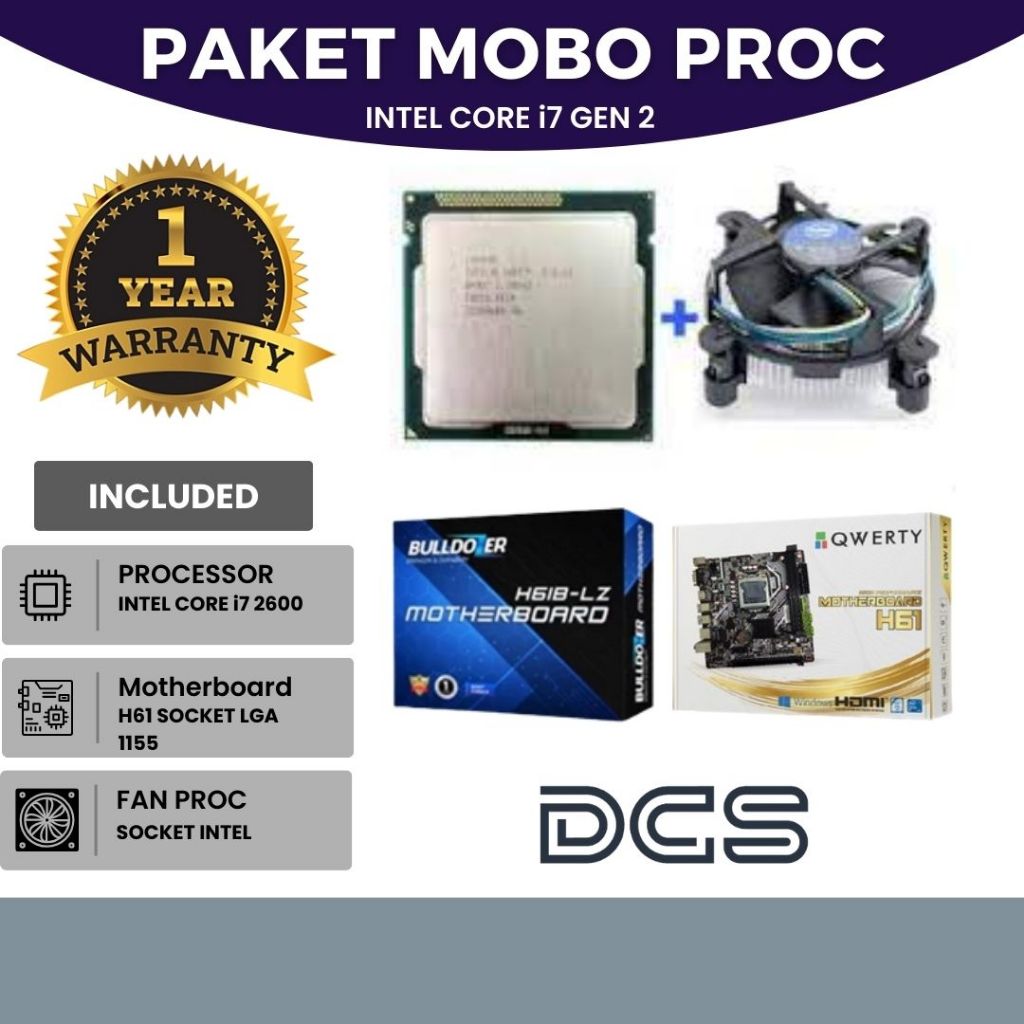 Jual PAKET MOBO MOTHERBOARD BULLDOZER H61 INTEL CORE i7 2600 FAN ...