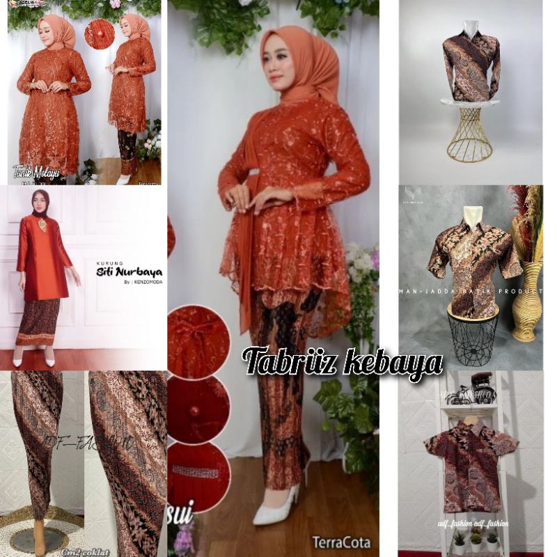 Jual Set Kebaya Couple Warna Teracota Couple Kebaya Terakota Kebaya