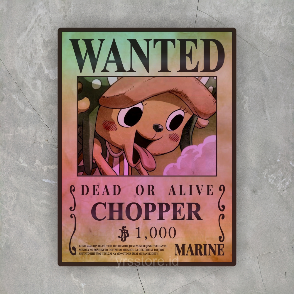 Jual Sticker Anime Hologram One Piece Wanted Chopper Ukuran +- 7,4 cm ...