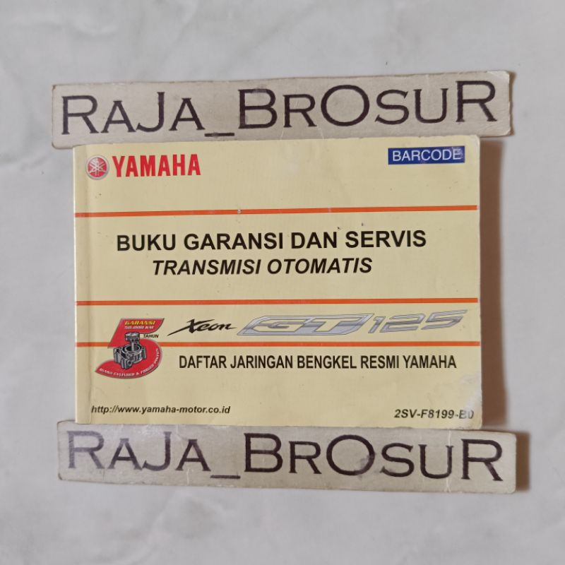 Jual Buku garansi dan servis transmisi otomatis/Manual book Yamaha Xeon