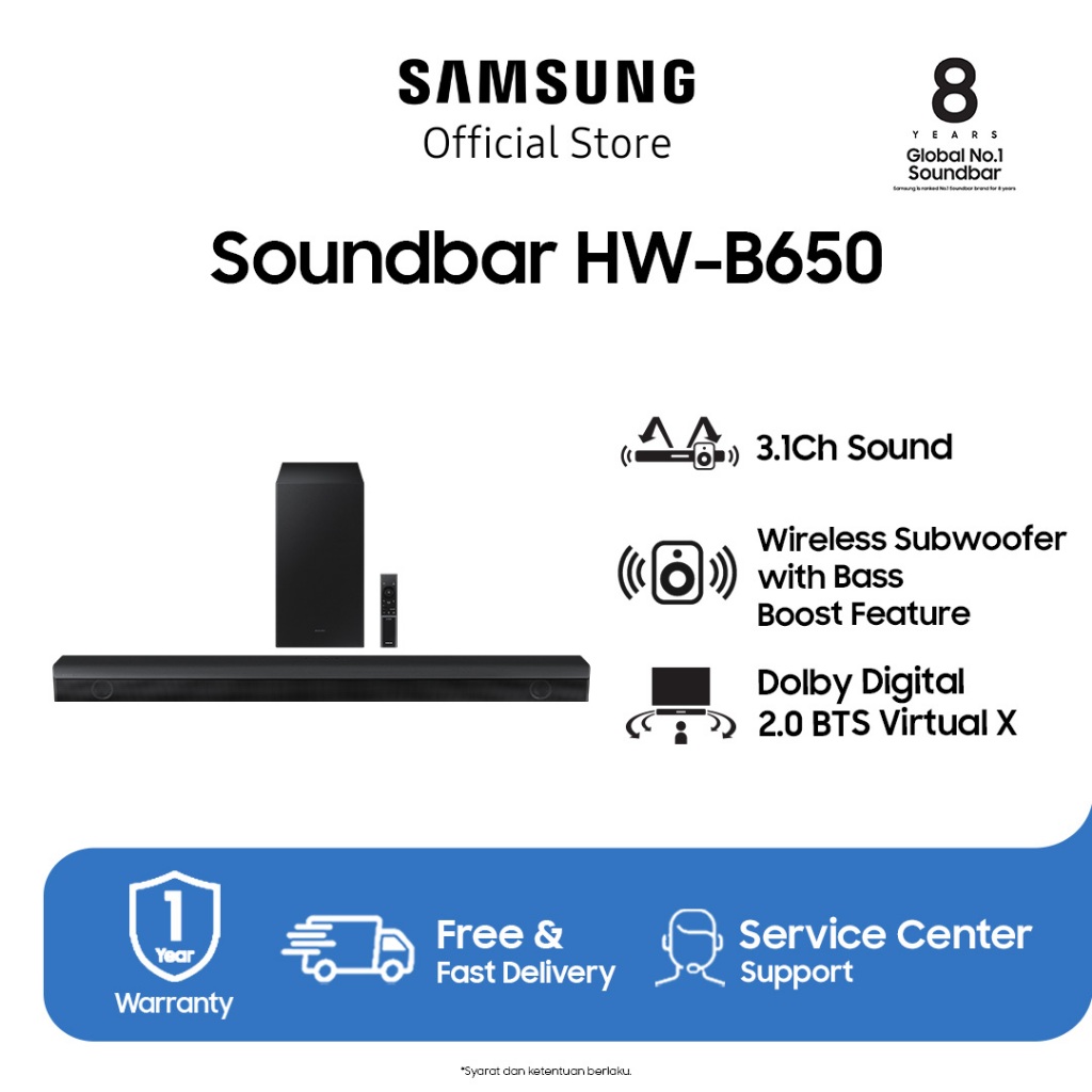 Jual Samsung Soundbar HW-B650 3.1ch dengan Dolby Audio & Bass Boost ...