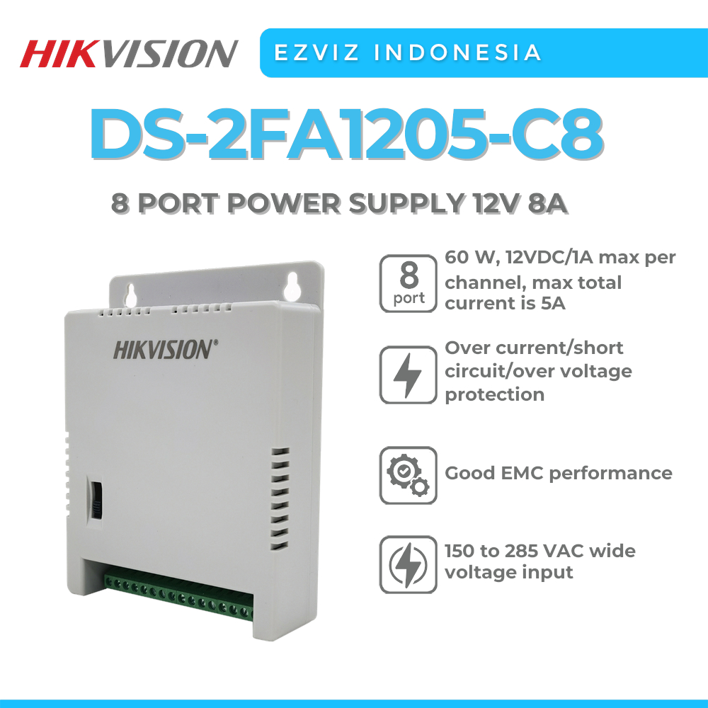 Jual HIKVISION DS2FA1205C8 8 PORT POWER SUPPLY MULTICHANNEL SPMS 60W 12VDC / 1A Shopee