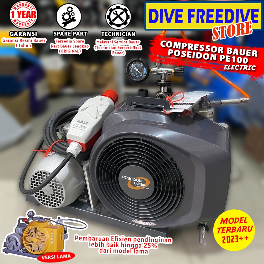 Jual Compressor Diving Bauer PE100 Kompresor Selam Poseidon PE 100 ...