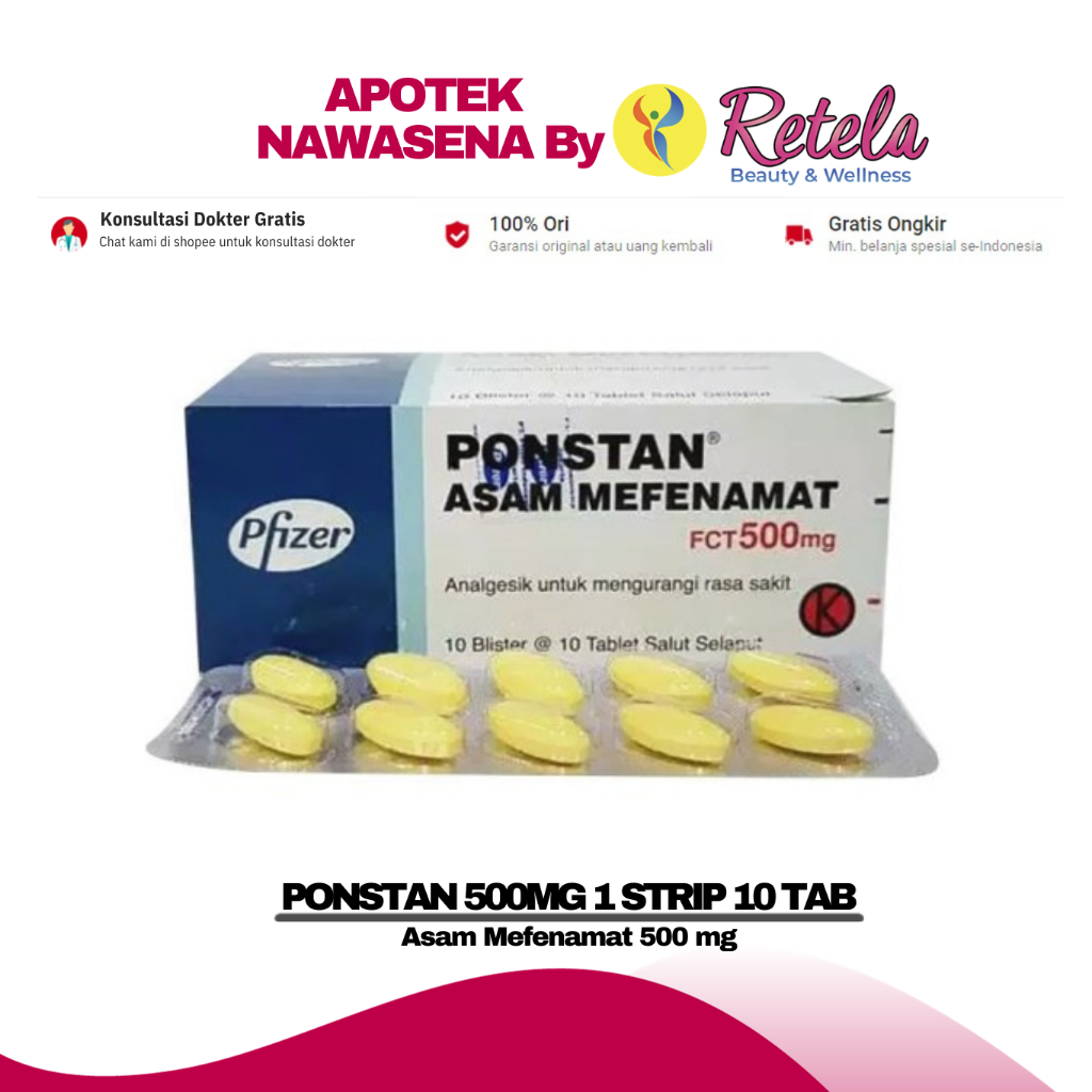 Jual Ponstan 500mg 1 Strip 10 Tablet Asam Mefenamat 500 Mg Shopee