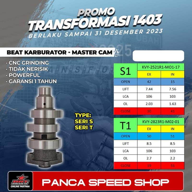 Jual NOKEN AS BRT RACING BEAT KARBU SCOOPY CARBU MASTER CAM TYPE S1 T1 ...