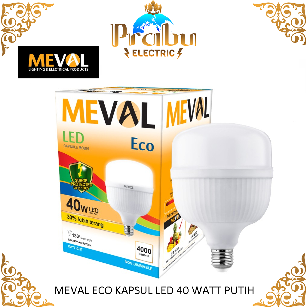 Jual Lampu LED Bulb Kapsul Meval ECO 40W 40 Watt - Putih Meval | Shopee ...
