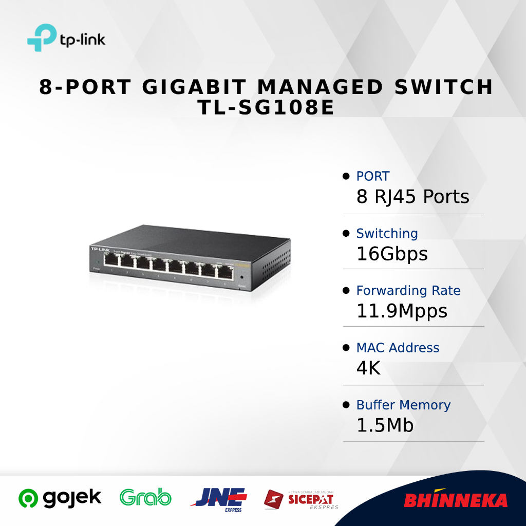 Jual TP LINK 8 Port Gigabit Managed Switch TL SG108E Shopee Indonesia