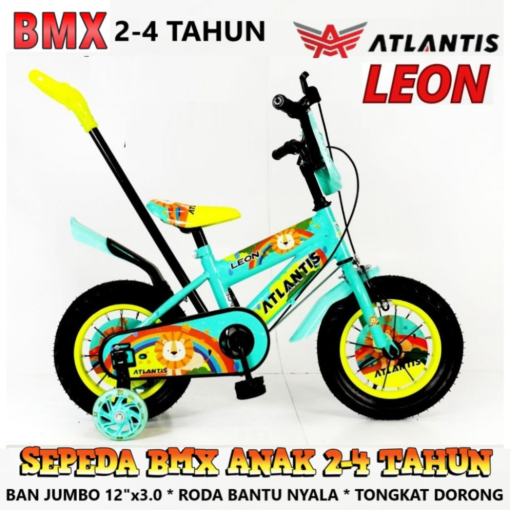 Jual Sepeda Anak Atlantis Leon Shifter BMX 24 Tahun Roda Bantu Nyala