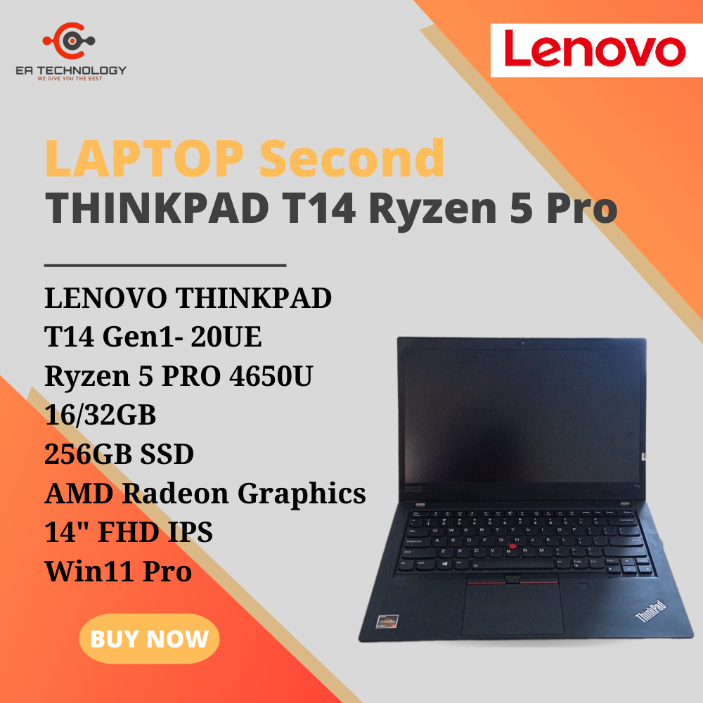 Jual LENOVO THINKPAD T14 Gen1 20UE R5 PRO 4650U 16GB 256SSD 14