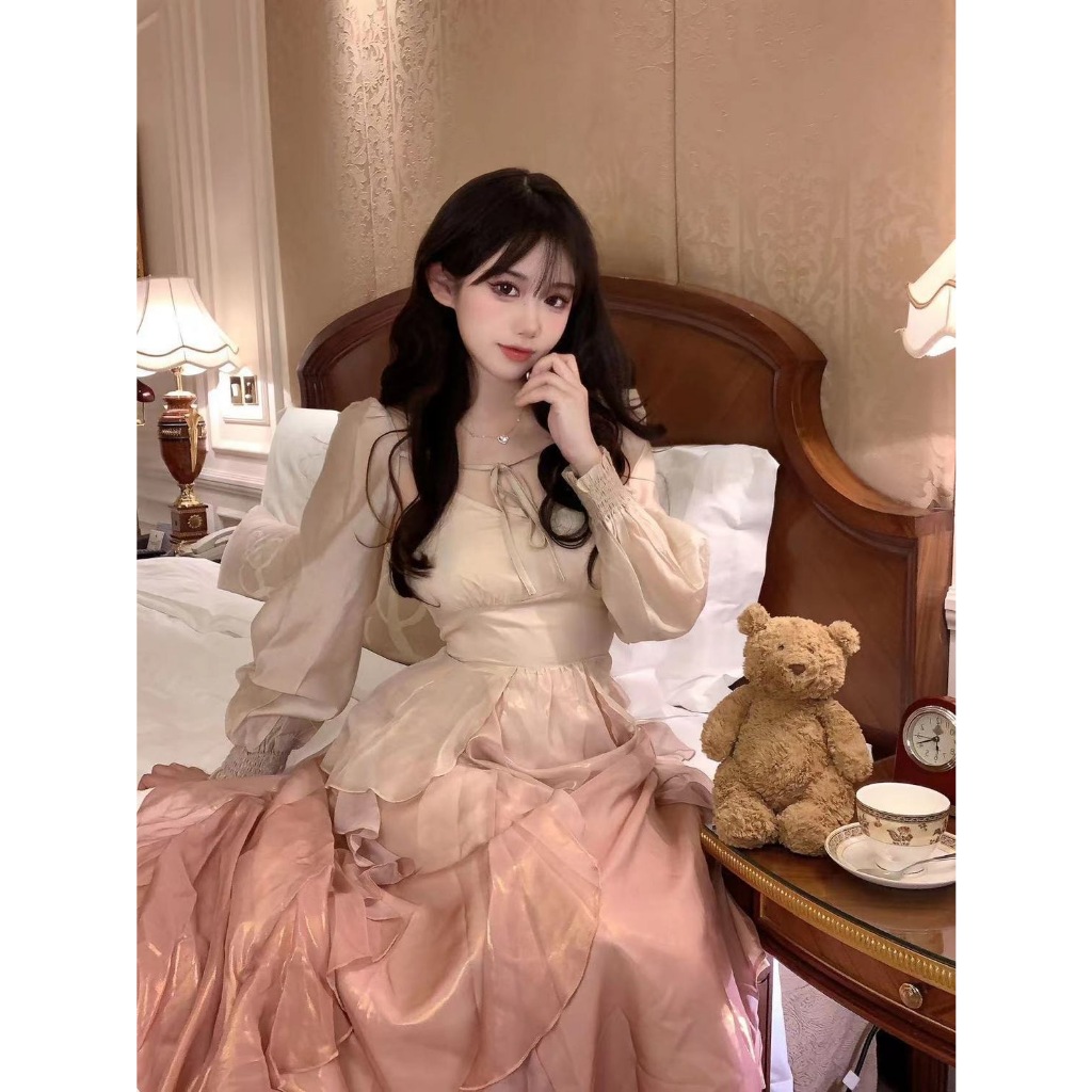 Jual Rok Panjang Suspender Peri Ruffle Warna Gradien Mermaid Ji Gaun ...