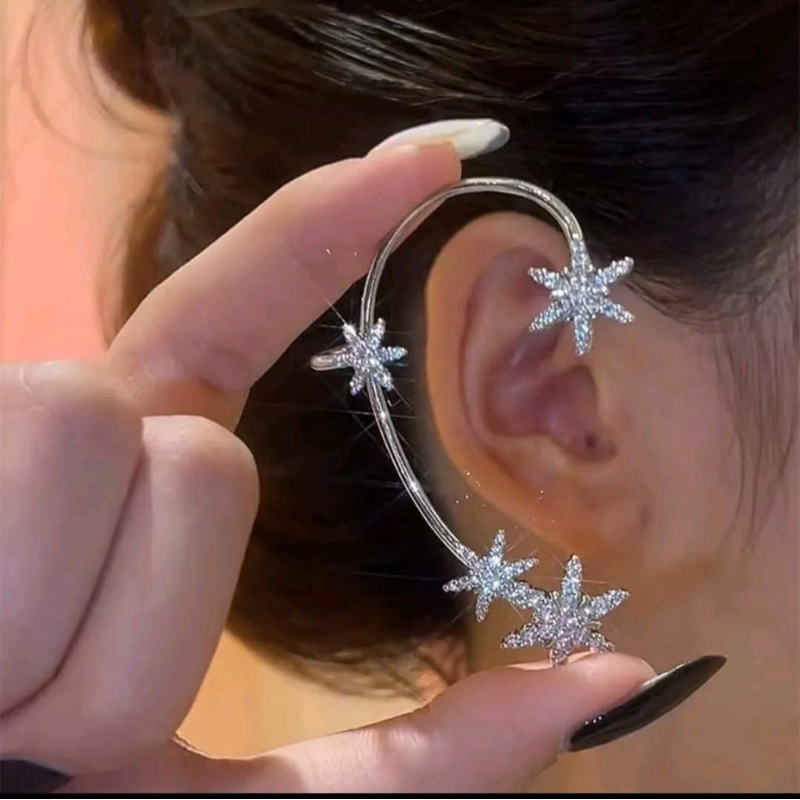 Jual Anting Clip Frozen Snowflake Anting Klip Tanpa Tindik Salju